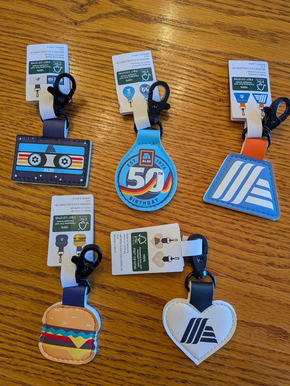 ALDI 50th Birthday & Logo Quarter Holder Keychain Set - 5 Piece Set